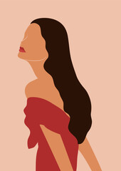 Beautiful woman portrait. Vector flat illustration. Avatars for social networks. Vector flat illustration.