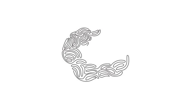 Single continuous line drawing Fried egg breakfast. Omelet meal yolk logo. Scrambled eggs. Delicious and healthy food in the morning. Swirl curl style. One line draw graphic design vector illustration