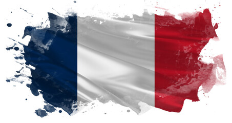 Illustrated flag of France. French flag on a transparent background. Abstract flag shape.