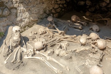 Archeological site with skeletons