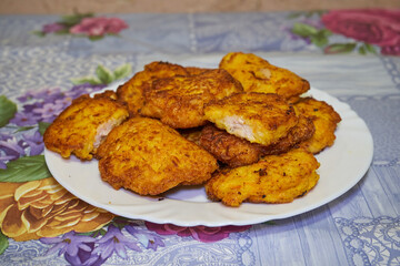 homemade cutlets,chicken cutlets on a plate on the table