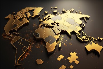 Illustration about world map. Made by AI.