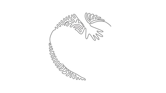 Animated self drawing of single continuous line draw hand touching heart, shape template. Hand touch heart for protect nature symbol. Swirl curl circle background style. Full length one line animation