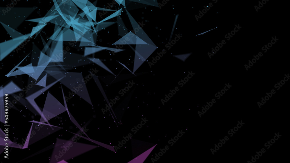 Poster abstract plexus blue and pink geometry background. digital technology network connection concept. 3d