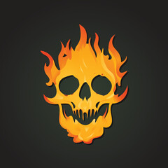 Skull on Fire With Flames on a Dark Background - Elegant Illustration - Vector Design - Vector File