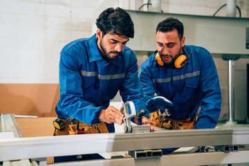 modern industrial machine operator working in industrial factory. 