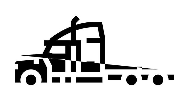 semi truck construction car vehicle line icon animation