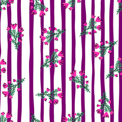 Hand drawn herbal seamless pattern. Freehand organic background. Decorative forest flower endless wallpaper