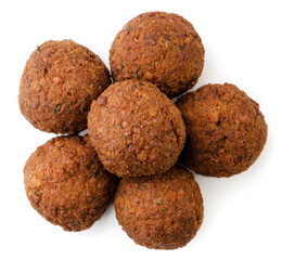 Falafel balls close-up on a white. Top view