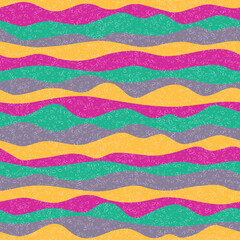 Curve multicolor wave stripes flow vector seamless pattern.