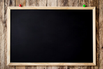 Abstract Chalkboard blackboard with wooden frame empty blank. Texture for add text or graphic design. Education concepts school. © pattanawit