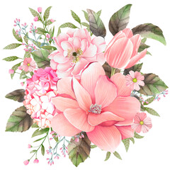 Fototapeta na wymiar bouquet blossom pastel design for greeting card , decoration 
