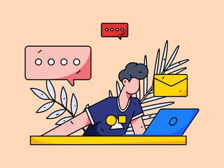 Flat vector concept operation illustration of people working in business

