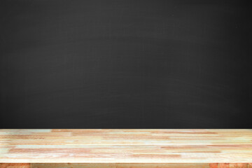 Abstract Natural wood table texture on Chalk rubbed out on background : Top view of plank wood for graphic stand product, interior design or montage display your product. Education concept.