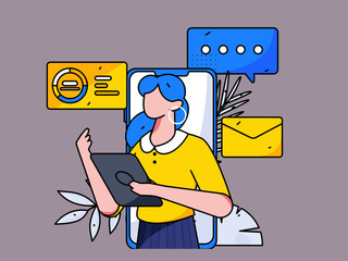 Flat vector concept operation illustration of people working in business
