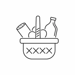 Farmer's market. Stylish design. Grocery basket icon