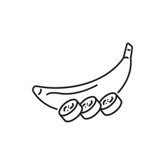 Banana and slices color line icon. Tropical fruit. Pictogram for web page, mobile app, promo.