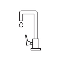 Water drop line icon. Dripping tap with drop linear icon