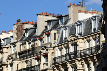 Fototapeta na wymiar immeubles haussmanniens à Paris