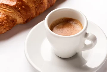 Muurstickers Tazzina con caffè espresso e cornetto  © Alessio Orrù