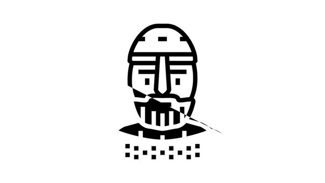 warrior viking medieval line icon animation