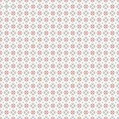 Seamless geometric pattern with abstract flower and square border in gray, pink and red on white background. Vector illustration. For fabric cloth textile shirt wrapping wallpaper decoration.