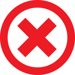 Cross mark cancel round red icon