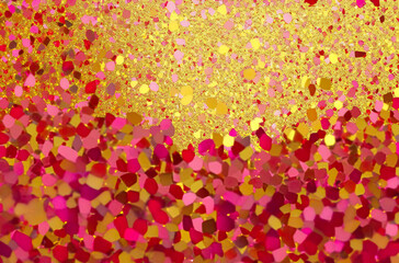 Obraz na płótnie Canvas red and gold background made of confettis, beautiful party texture, invitation card, background of red and yellow colors, texture, illustration, generative ai