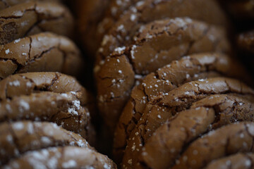 Chocolate cookies, many brown cookies.
