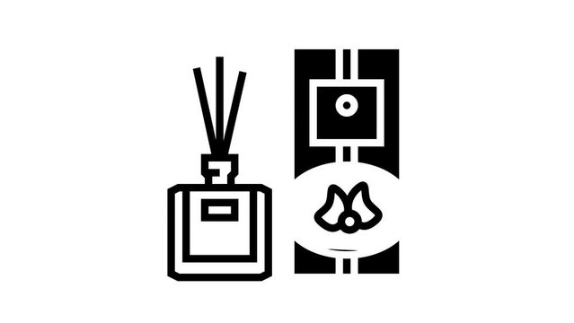 diffuser sticks bottle perfume line icon animation