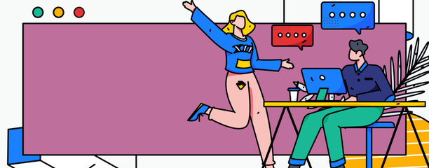 Flat vector concept operation illustration of people working in business
