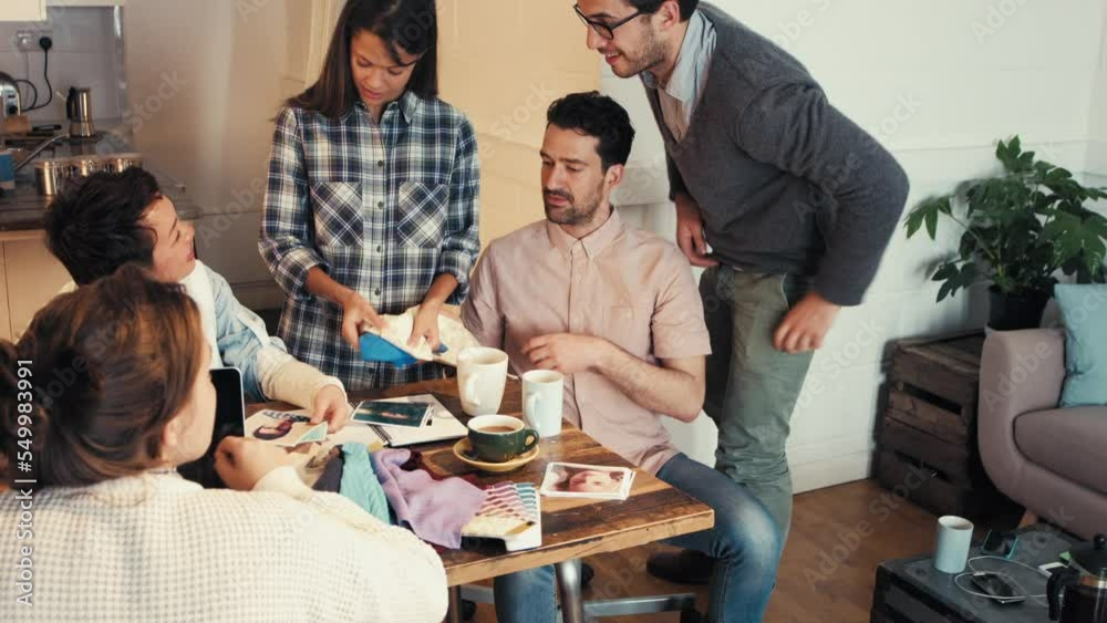 Poster interior design, business meeting and teamwork communication working on creative idea. architect tea
