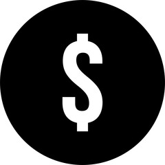 Dollar icon in black and white, button with dollar sign, icon symbolizing money
