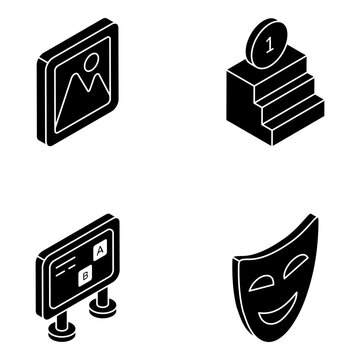 Pack of Learning and Study Flat Isometric Icons

