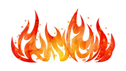 Watercolor painted blazing red flame fire fireball illustration clipart