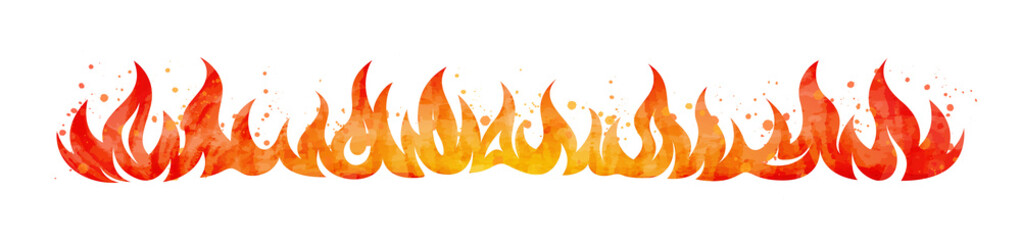 Watercolor painted blazing red flame fire frame border template illustration clipart © Aletheia Shade