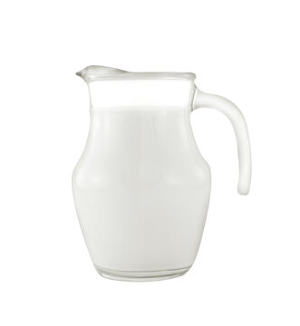 Glass jug of fresh milk on transparent png