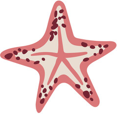 Abstract sea star PNG, summer star illustration, boho pink star PNG