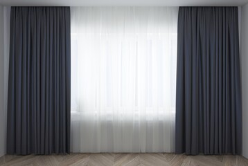 Room with a window with closed curtains 1
