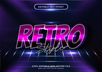 Retro text style effect editab;e. title font mockup . 80s font style.