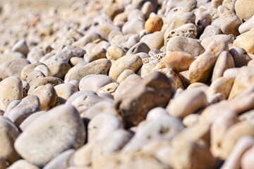 Abstract smooth round pebbles sea texture background