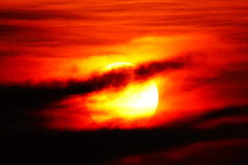 Blur focus Sunset sky orange sky orange cloud outdoor summer nature