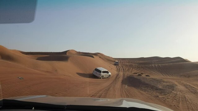 Dune Bashing seen trough the windshield