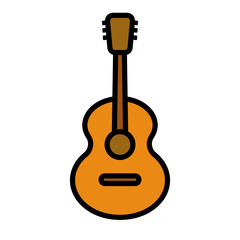 Guitar music icon. Stringed instrument playing. Vector.