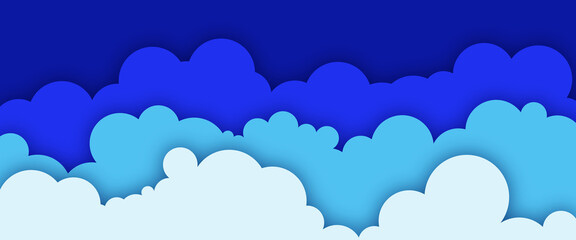 nature blue origami art paper style cloud sky background weather abstract papercut illustration