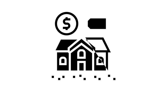 rental property estate home line icon animation