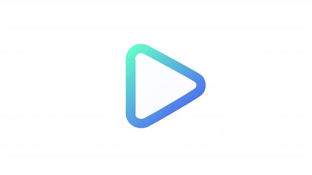 Animated play gradient ui icon. Multimedia player control. Seamless loop HD video with alpha channel on transparent background. Line color user interface symbol motion graphic animation