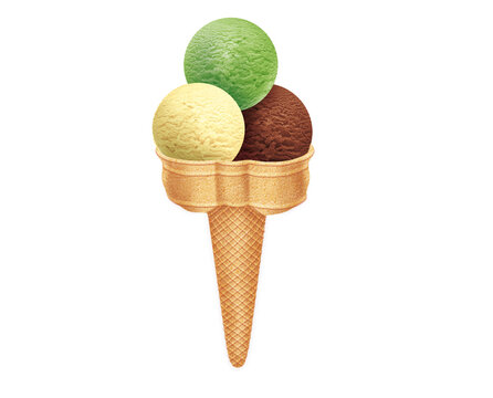 glace, c&ocirc;ne, dessert, cr&egrave;me glac&eacute;e, trois boules, cornet, &eacute;t&eacute;, aliment, froid, blanc, gaufres, rafra&icirc;chissement, sucre, d&eacute;licieux, color&eacute;