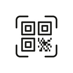 QR Code Scanner Line Icon. Scan Qrcode Linear Pictogram. Technology Application for Identification Product Outline Symbol. Information Label. Isolated Vector Illustration