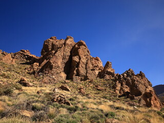 View of rocks in the Teide National Park in tenerife